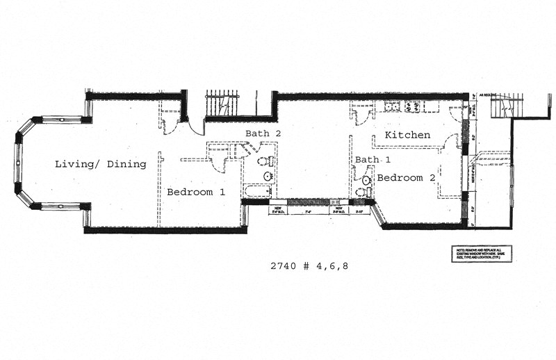 Floor plan for 2 beds, 1.5 baths, 1400 sqft